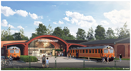 Järnvägsmuseets nya entré kommer att ramas in av X5-tåget som nyligen tillförts museet. 
